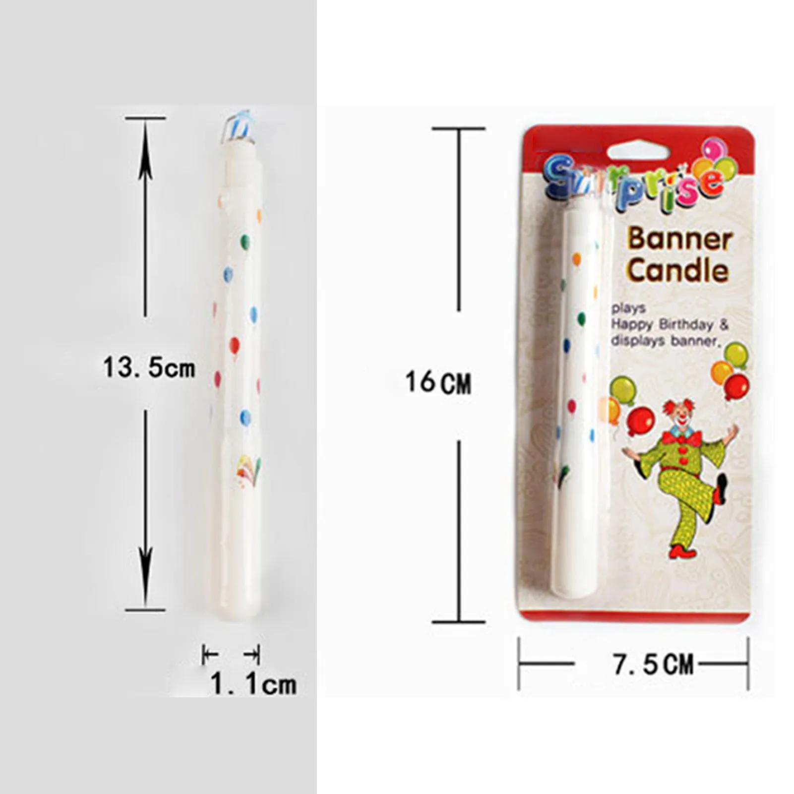 Clown Banner Birthday Candle Classic Clown Pattern Banners Decorate Candles for Party and Festival Decoration