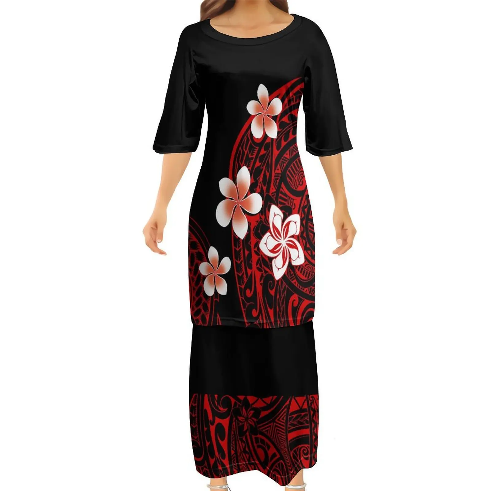 夏用半袖丸首プネタシ太平洋諸島カジュアル婦人服カスタムポリネシア婦人服パターン