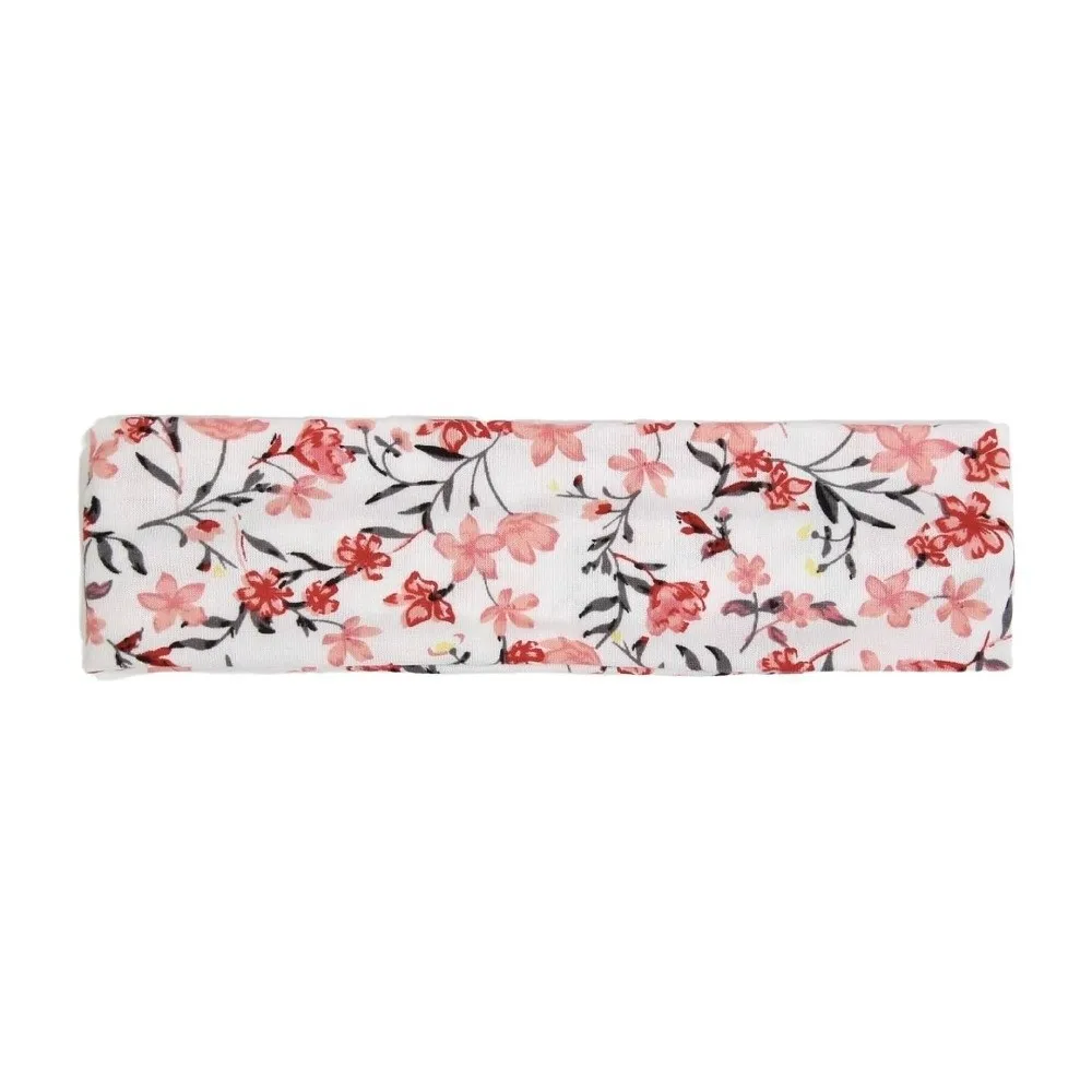 Floral Pattern Elastic Headband Wide Width Sweat Absorbent Sports Sweatband Breathable Fabric Elastic Stretch Wide Headband