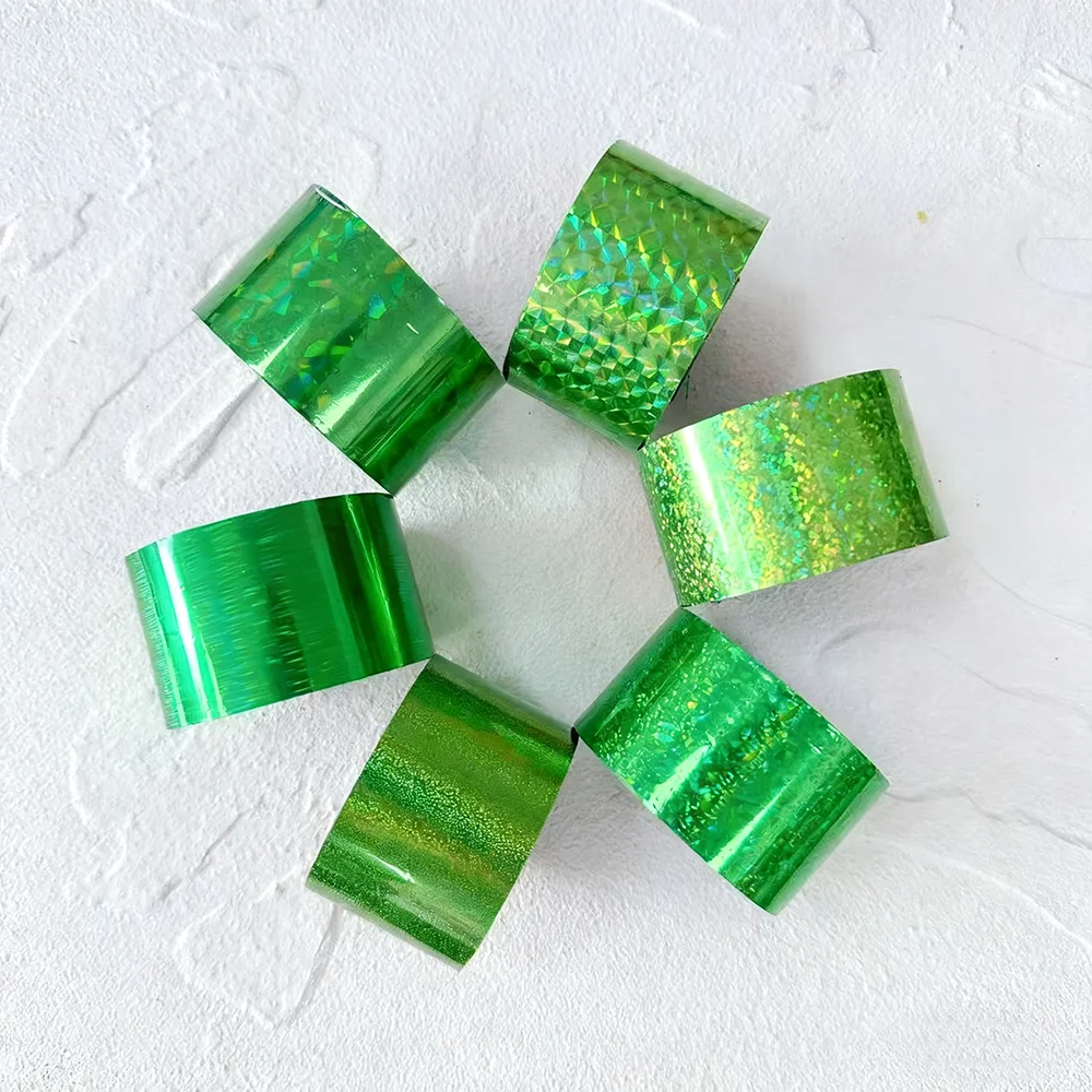 

4 см 120 м зеленая фольга, фольга для горячего тиснения, теплопередающая пленка для рыболовной приманки, искусственная приманка, бумага, сломанное стекло, песочный узор