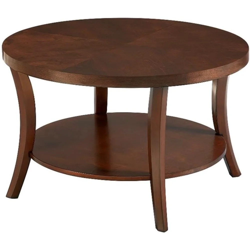 طاولة قهوة مستديرة كلاسيكية مقاس 30 بوصة - طاولة غرفة معيشة/غرفة عائلية انتقالية مع رف تخزين #4