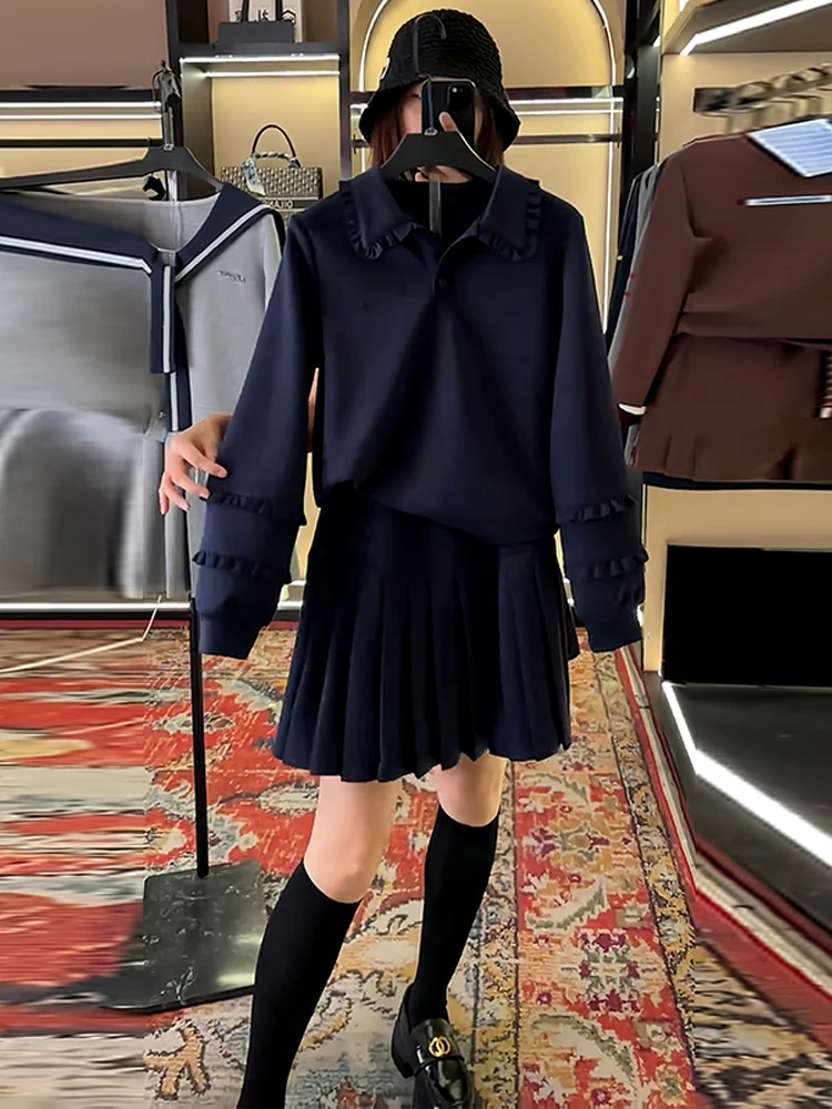 Sli Uniek Ontwerp Dames Lange Sve Sweatshirt Rok Set Herfst Nieuwe Collectie Afslanken Mooie Tweedelige Casual Faion