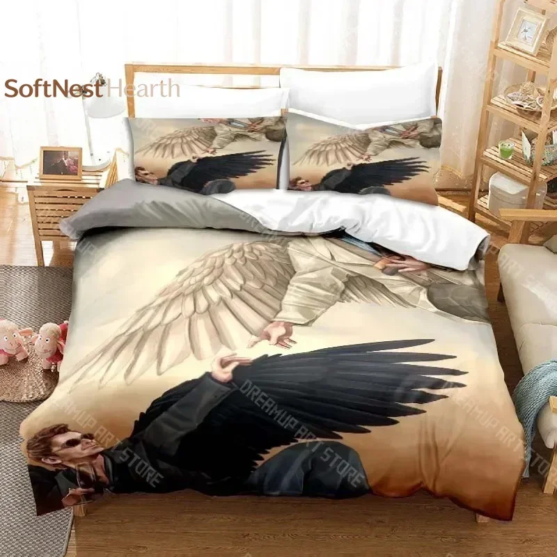 2026 3D Print Good Omens Movie Angels Bedding Set Boys Girls Twin Queen King Size Duvet Cover Pillowcase Bed Boys Adult Bedroom
