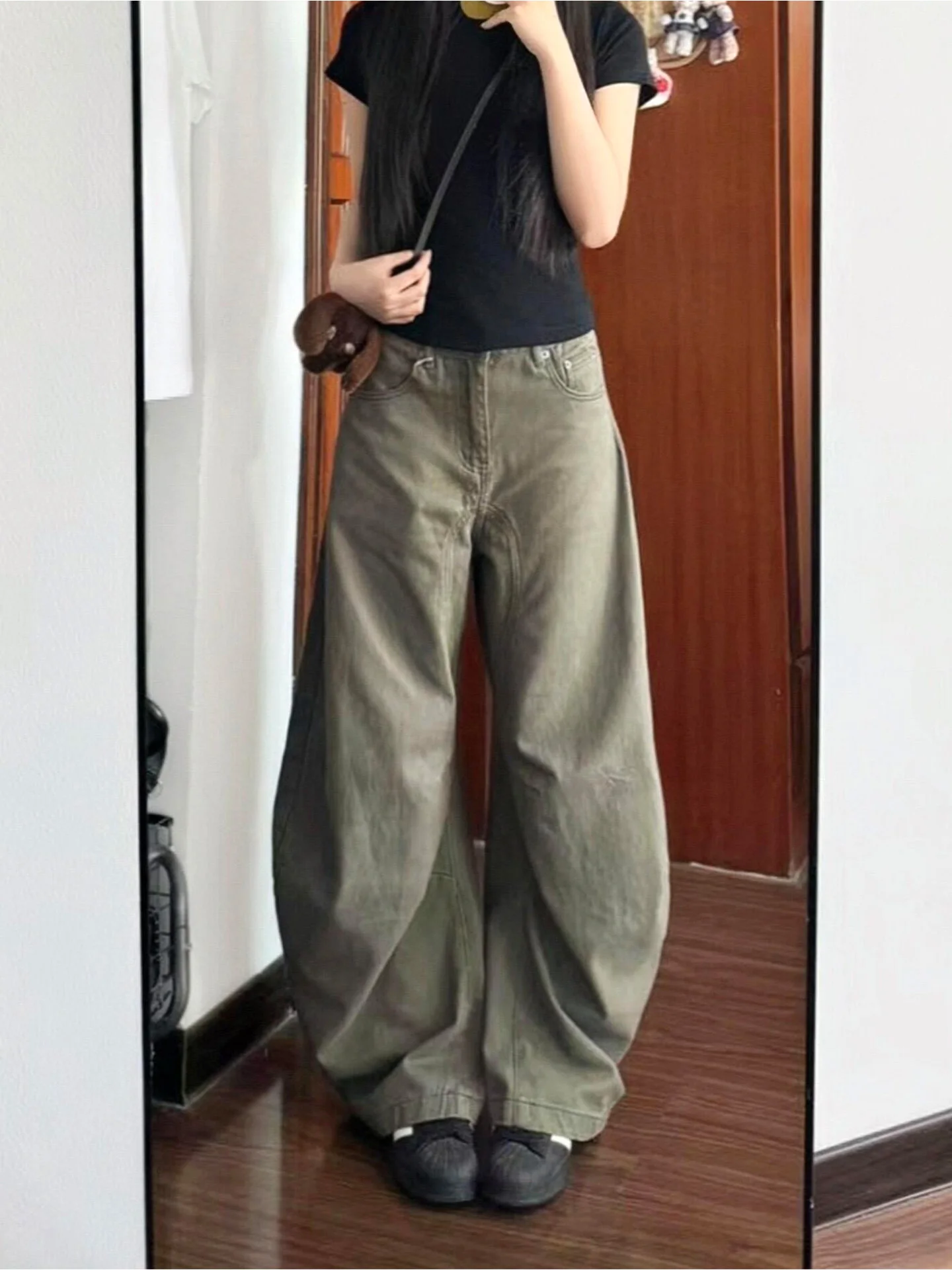 

High Waist Loose Fit Denim Jeans Women's Summer New Style American Style Coffee Color Jeans for Pear Shaped Spicy Girls