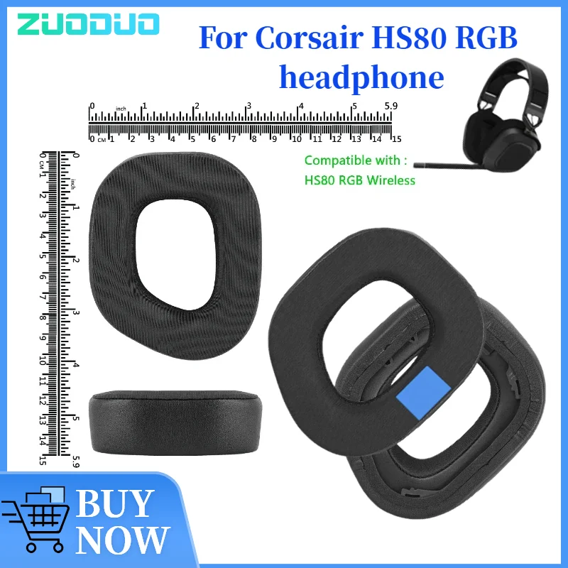

ZUODUO Cooling Gel Football mesh Ear Pads For Corsair HS80 RGB Headphones Cover Memory Foam Ear Cushions
