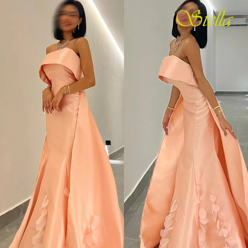 Robe de soirée personnalisée, sans bretelles, sans manches, en Satin de haute qualité, robes de bal à fleurs délicates, robes d'occasion spéciale