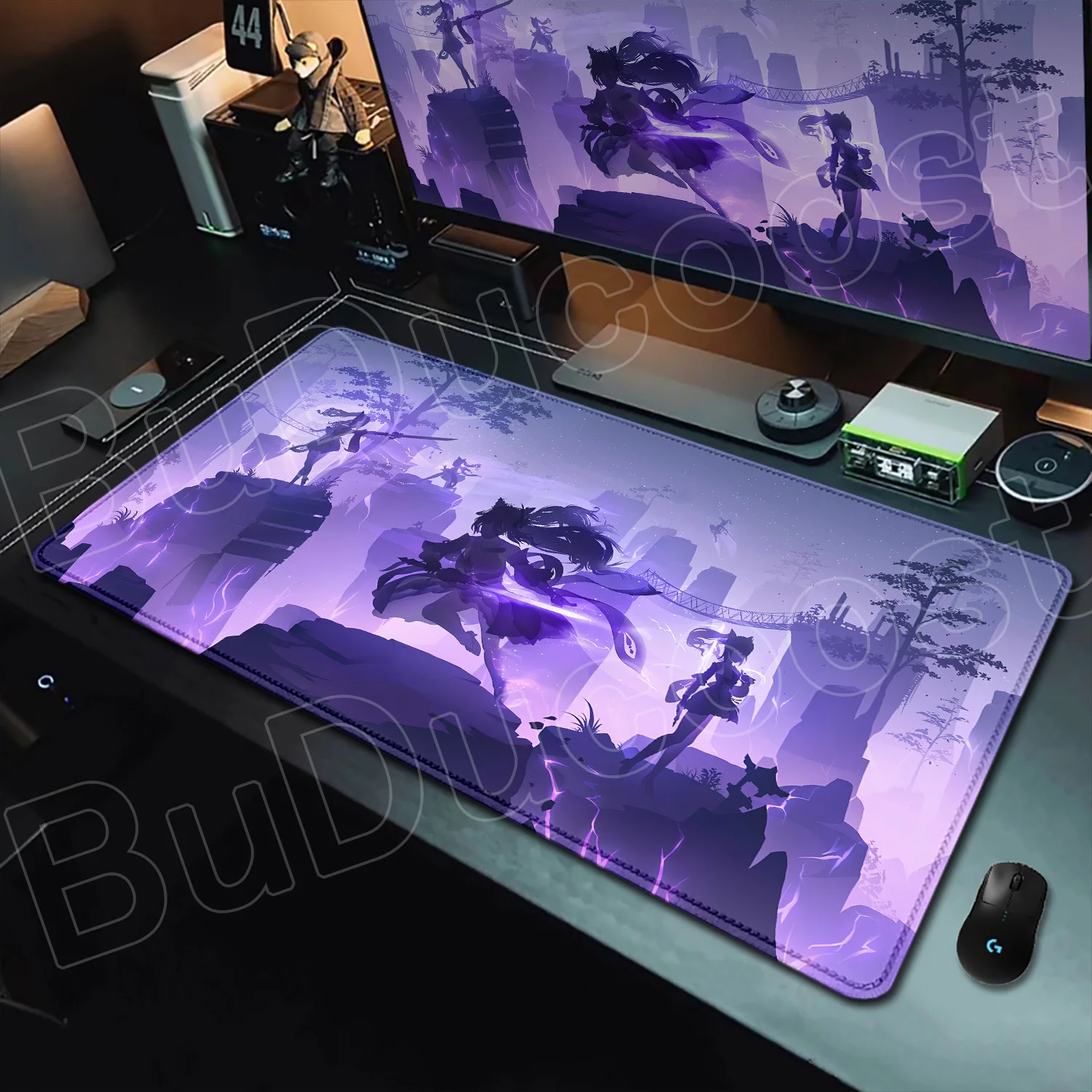 

New Anime Game Mousepad Keqing Zhongli Furina Neuvillette Genshin Impact Pretty Mouse Pad XXL 900x400mm PC Non-slip Big Desk Mat