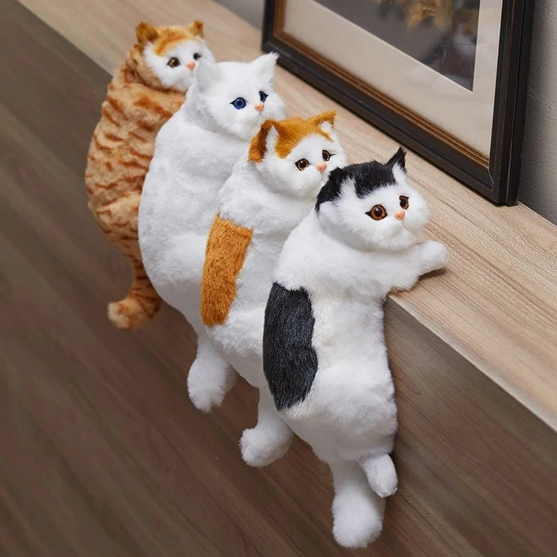 Simulation Pelzigen Hängende Katze Realistische Katze Puppe Tier Figuren Plüsch Hängen Kätzchen Spielzeug Nettes Kätzchen Modell Geschenk Hause TV Dekor