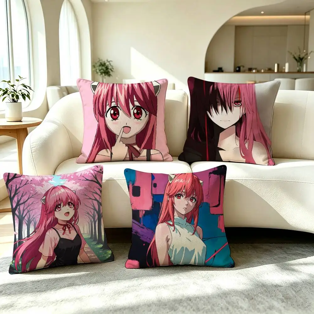 E-Elfen Lied Lucy A-Anime  Pillow Case Square Double-Sided Sofa Cushion Cover Bedroom Bedside Pillow