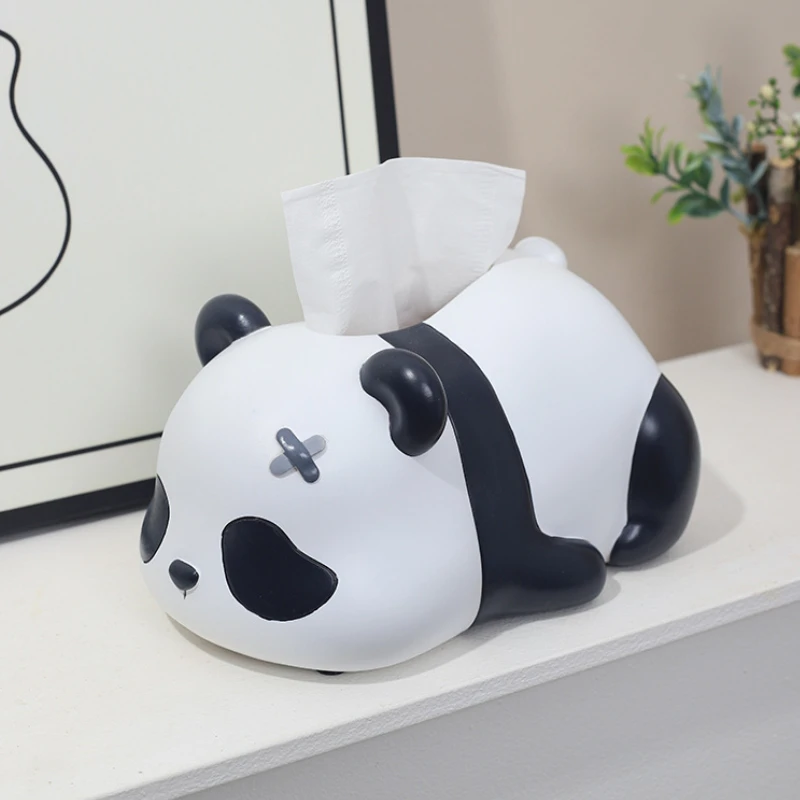 Creative Mischievous Panda Tissue Box Living Room Decoration Micro Model Paper Drawer Storage Tool