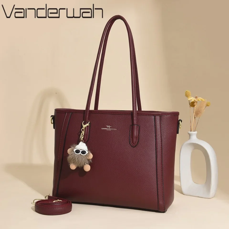 VANDERWAH Large Shoulder Bags for Women Luxury Designer Crossbody Bag High Quality Soft Leather Handbag Ladies Purse Fashion Sac