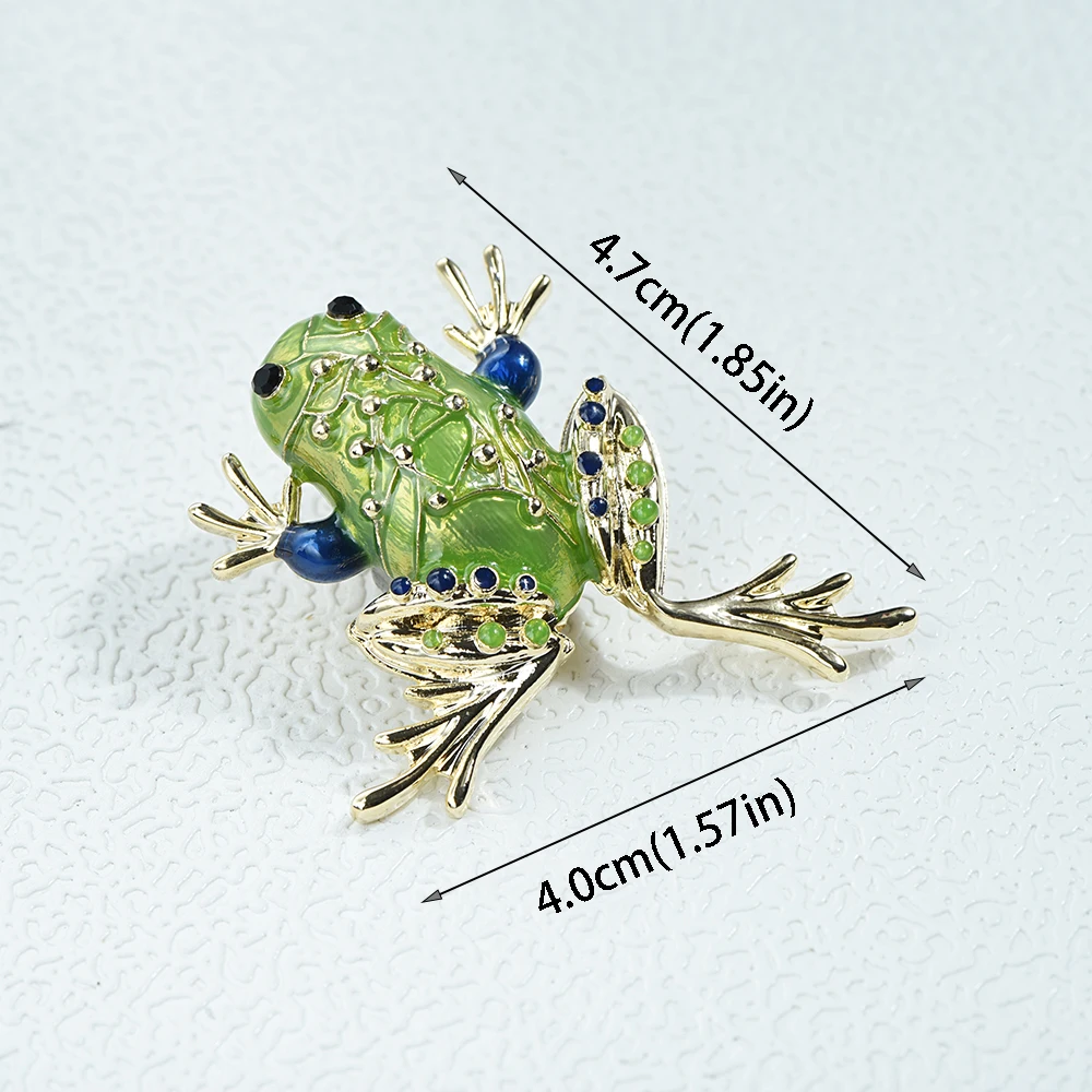 ICEYY Trendy Green Rhinestone Ename Frog Brooche Badge Pop Culture Lapel pin Party Friend Gifts Accessories
