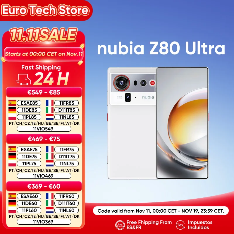 ZTE nubia Z80 Ultra 5G Smartphon Version mondiale Snapdragon 8 Elite Gen 5 7200mAh 6.85 ''144Hz écran Oled 90W charge rapide
