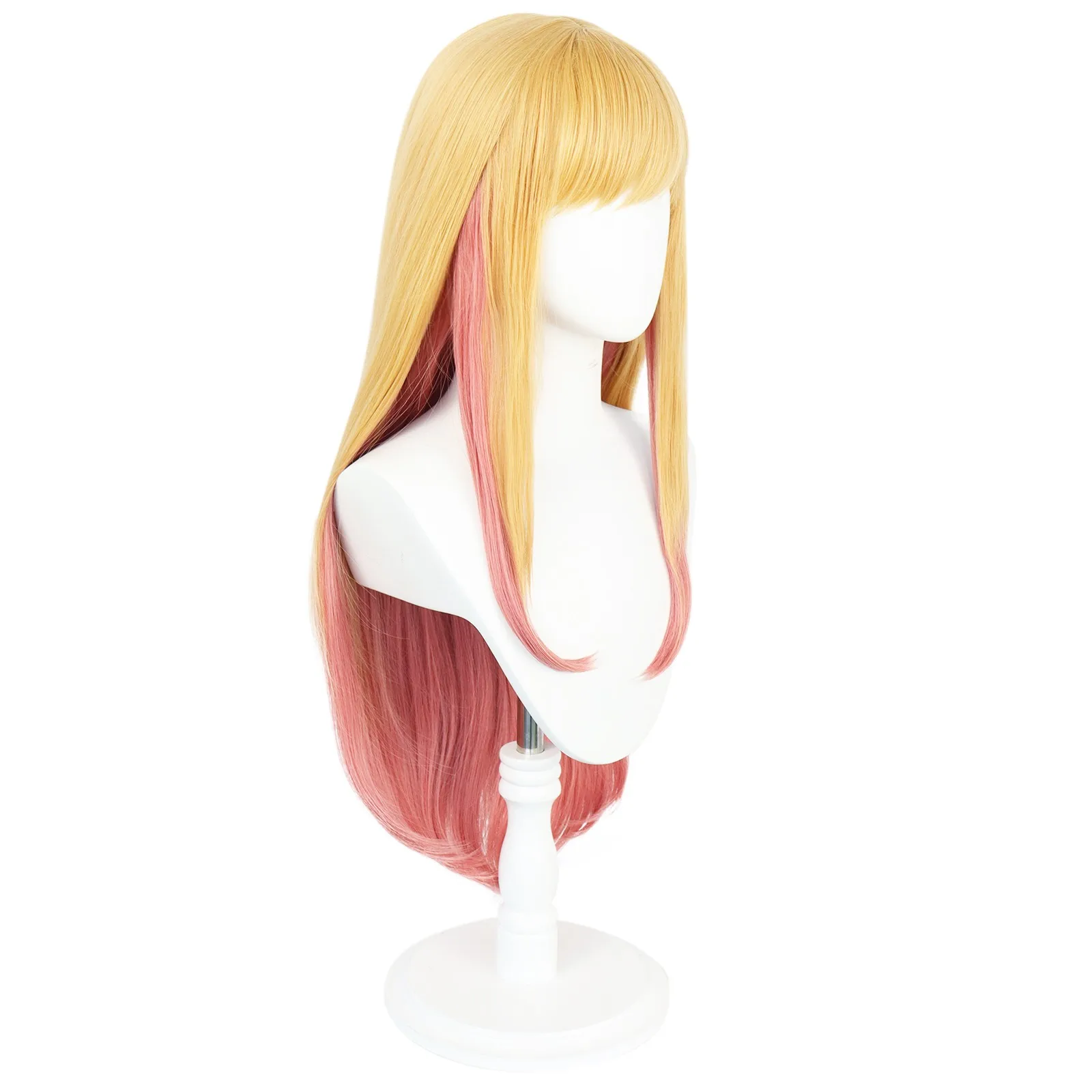 Ebingoo Synthetic Wig My Dress Up Darling Kitagawa Marin Cosplay Wig Yellow Gradient Pink Long Straight Wigs Heat Resistant Hair