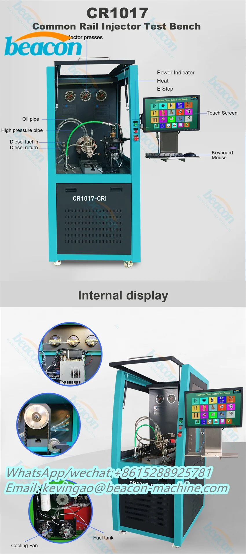 Beacon Multifunction CR1017 Common Rail Diesel Fuel Injector And High Pressure Electronic Pump Test Bench