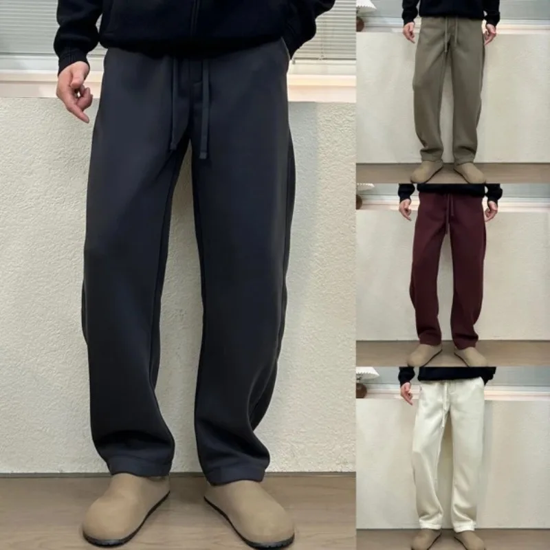 

Новые модные мужские брюки на осень и зиму: однотонные повседневные брюки, свободные и толстые универсальные спортивные брюки прямого кроя