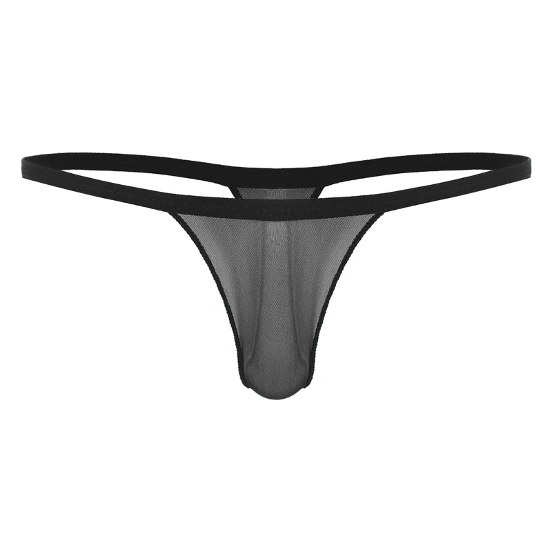 MenThongs String Homme Sexy Mesh Low Waist U Convex Pouch Thong Underpants Transparent Panties Lingerie Underwear jockstrap men