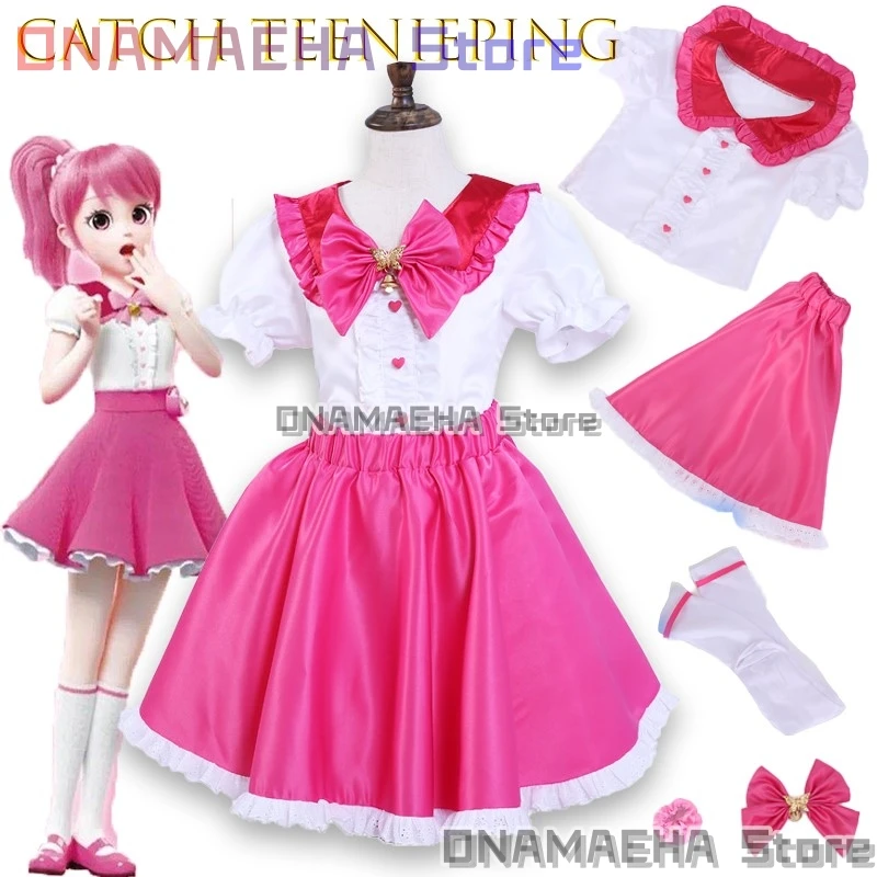 

BNew Korean Anime Catch Teenieping Cosplay Costume Girls Dress Magical Princess Romi Battle Clothes Skirt Set Halloween Gift