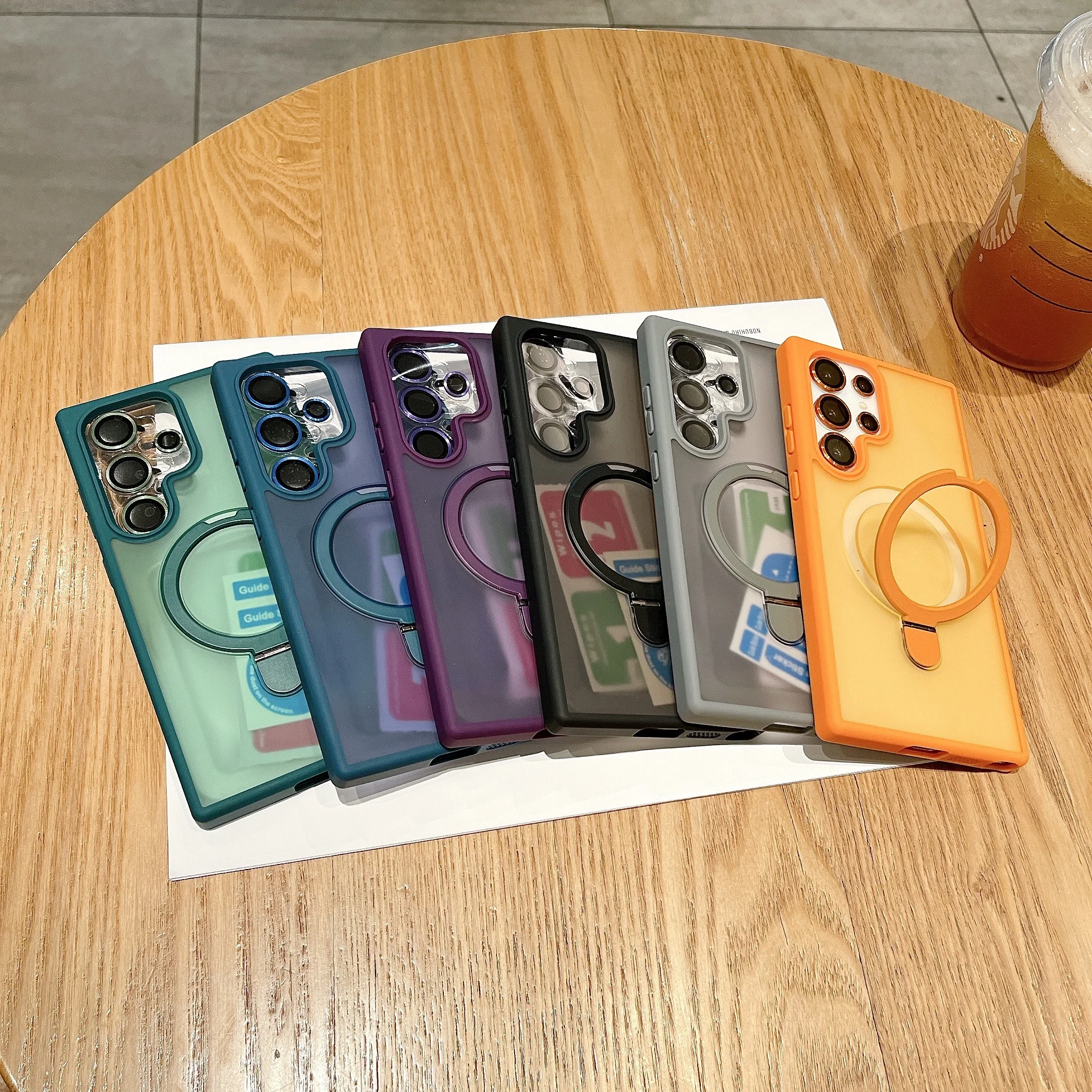 Kickstand Magnetic Phone Case for Samsung Galaxy S26 S24 Ultra S25 Plus Wireless Charging Folding Bracket Lens Glass Film Cover