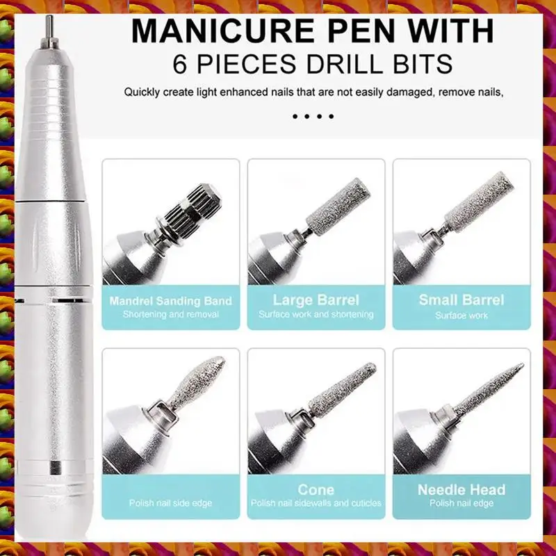 45000RPM Electric Portable Nail Drill Machine Rechargeable Low Noise Nail Sander File For Manicure Salon Tool Durable Purple