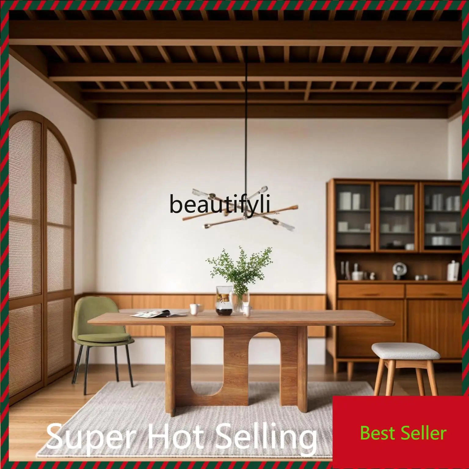 

G1218 Medieval solid wood dining table B & B log designer desk rectangular conference desk