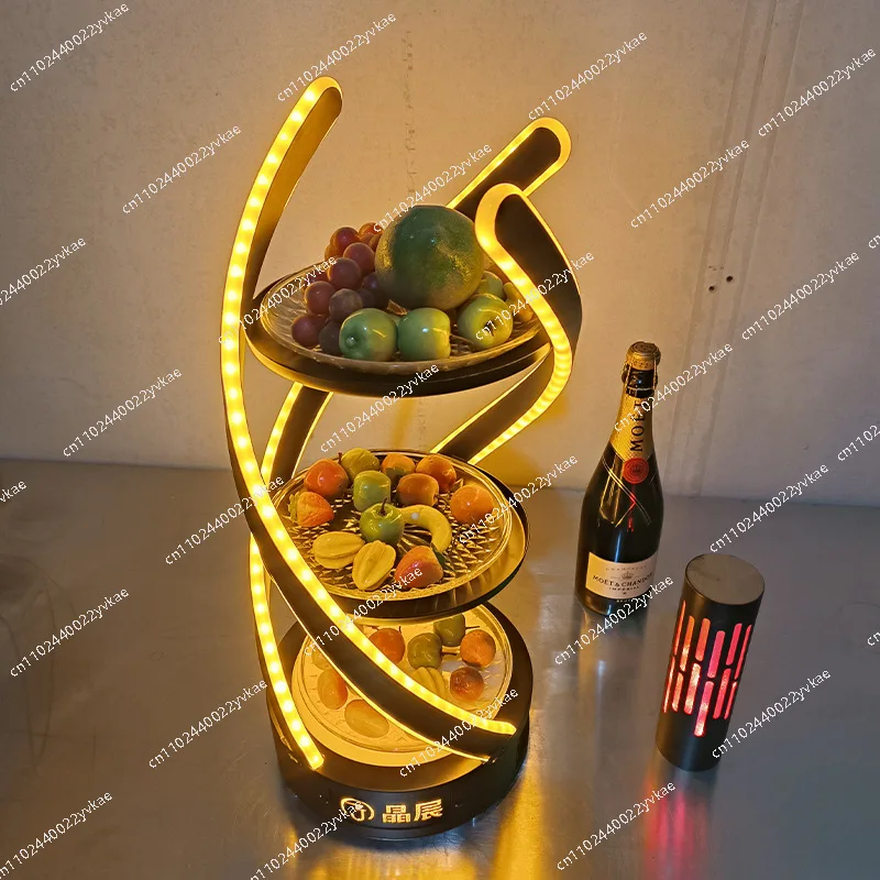 

Three-layer bar luminous fruit plate LED KTV box rotating twist multi-layer rack