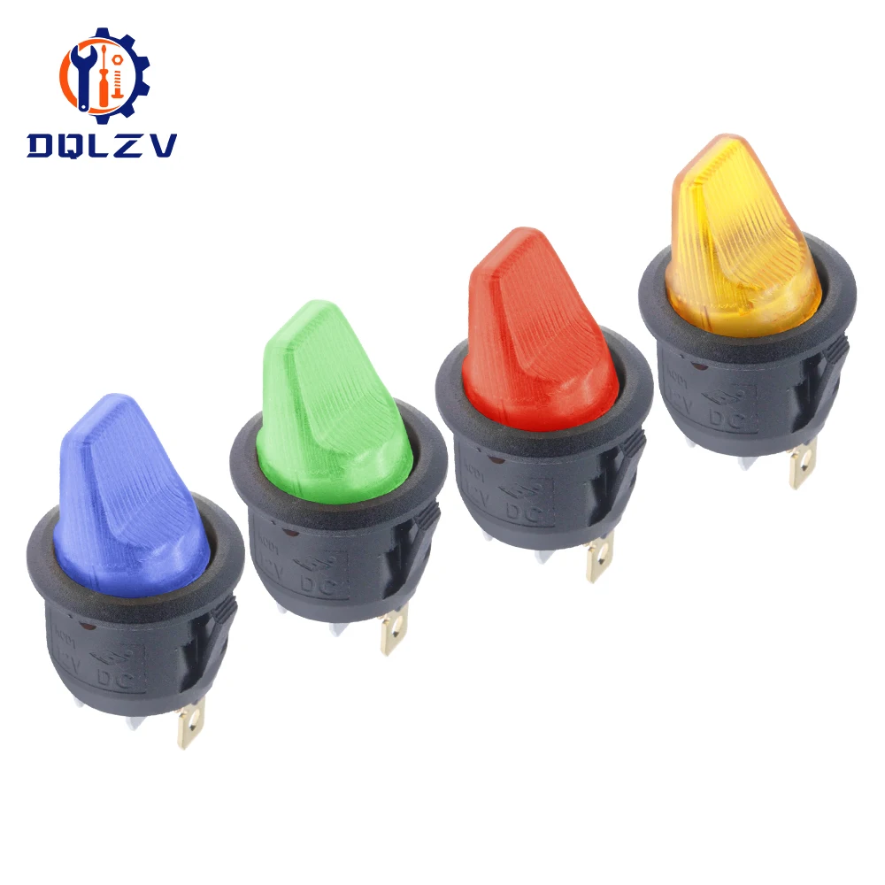 Rocker Switch 12V LED Illuminated Lamp Specail Round Rocker/Toggle Switch 3Pin 2Position Multi-function Power Accessory