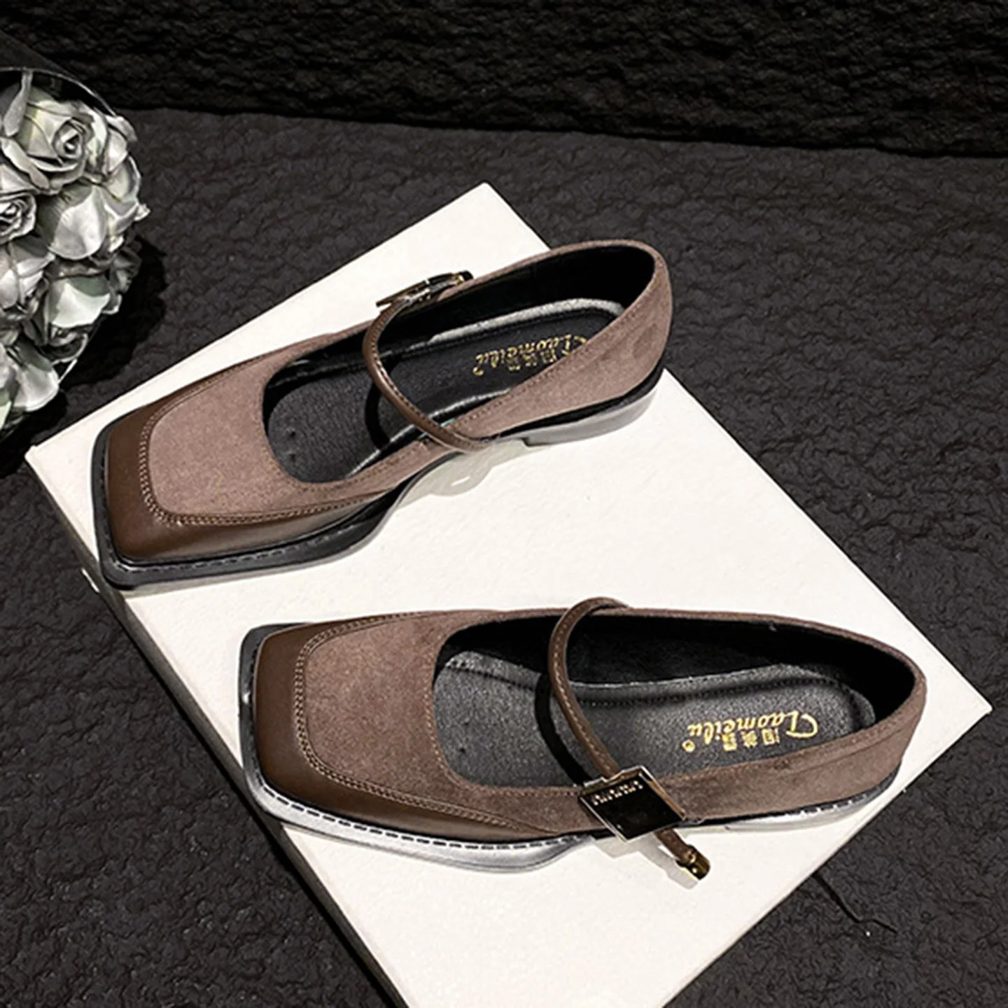 

Women's single shoes 2026 new low heel square toe Mary Jane shoes women's retro plus size shoes designer women's loafers 34-43