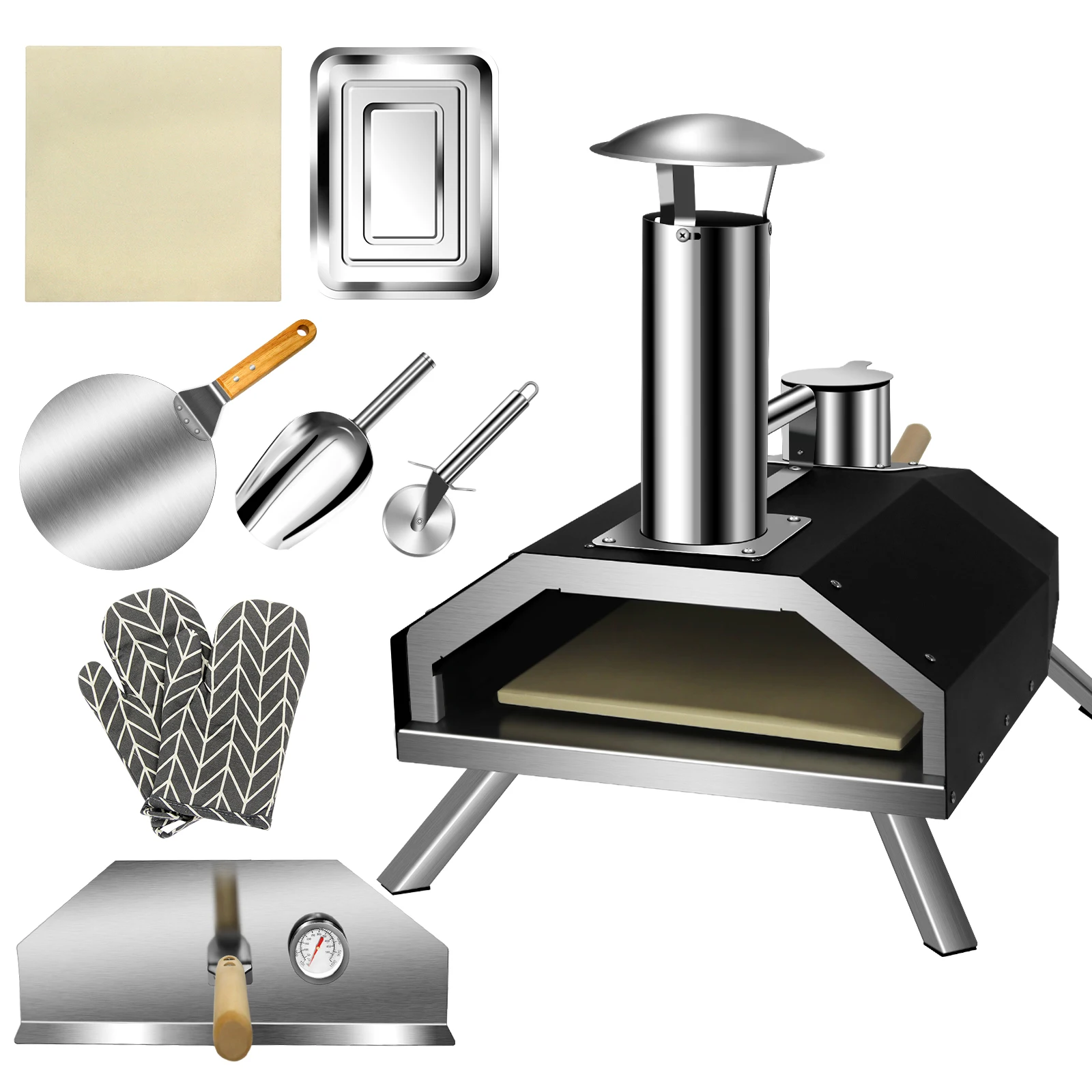 Stylish and Lightweight Stainless Steel Mini Commercial Outdoor Pizza Oven for Household Use BBQ Grills