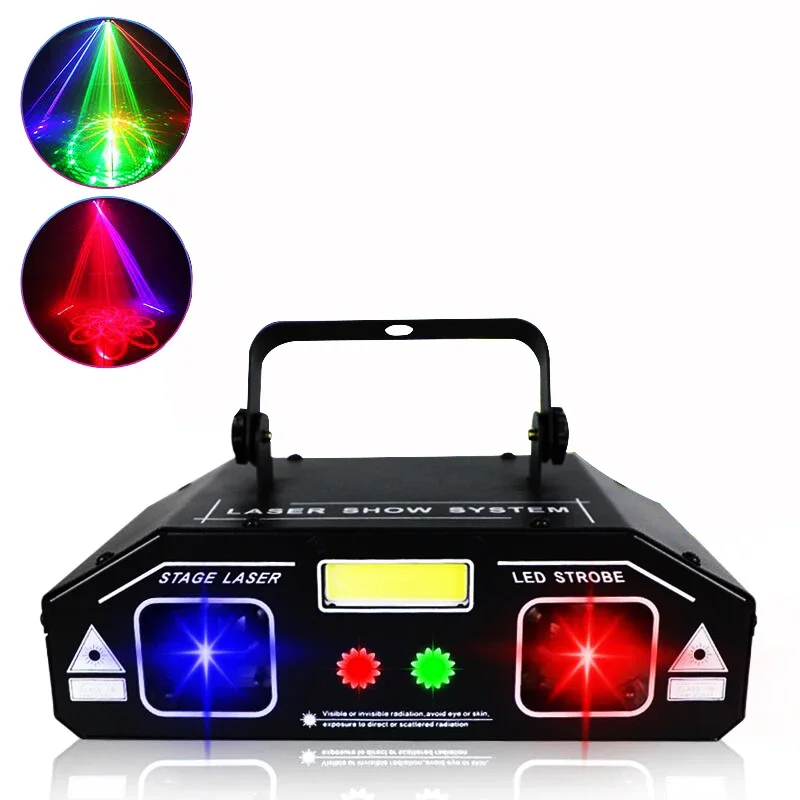 36W Stage Light RGB Laser Pattern Strobe Light 3 in 1 Dj Party Projector Voice Control for Nightclub KTV Ballroom