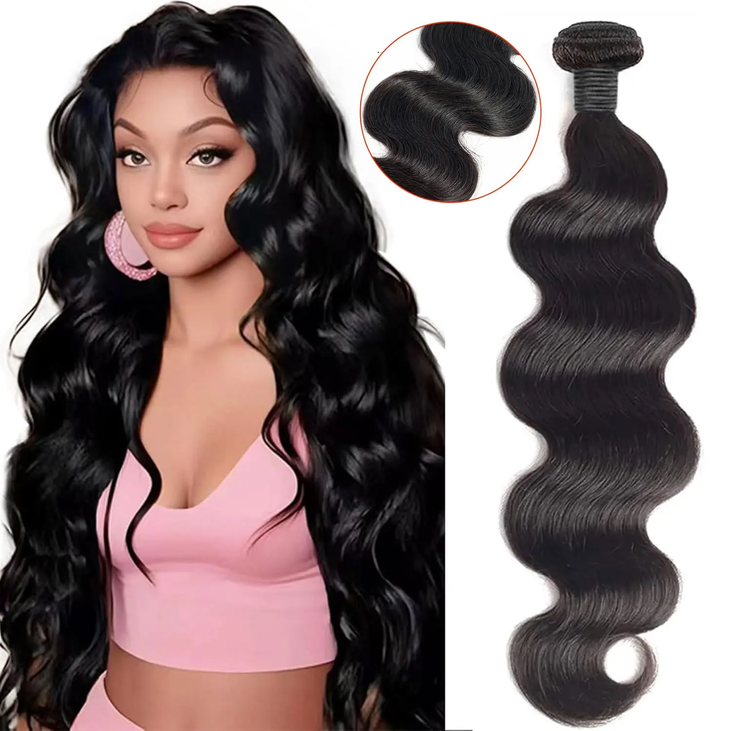 الجسم موجة حزم الشعر البشري 16 بوصة حزمة واحدة 12A ترقية البرازيلي عذراء شعر الجسم موجة الرطب متموج حزم نسج على شكل شعر إنسان #2