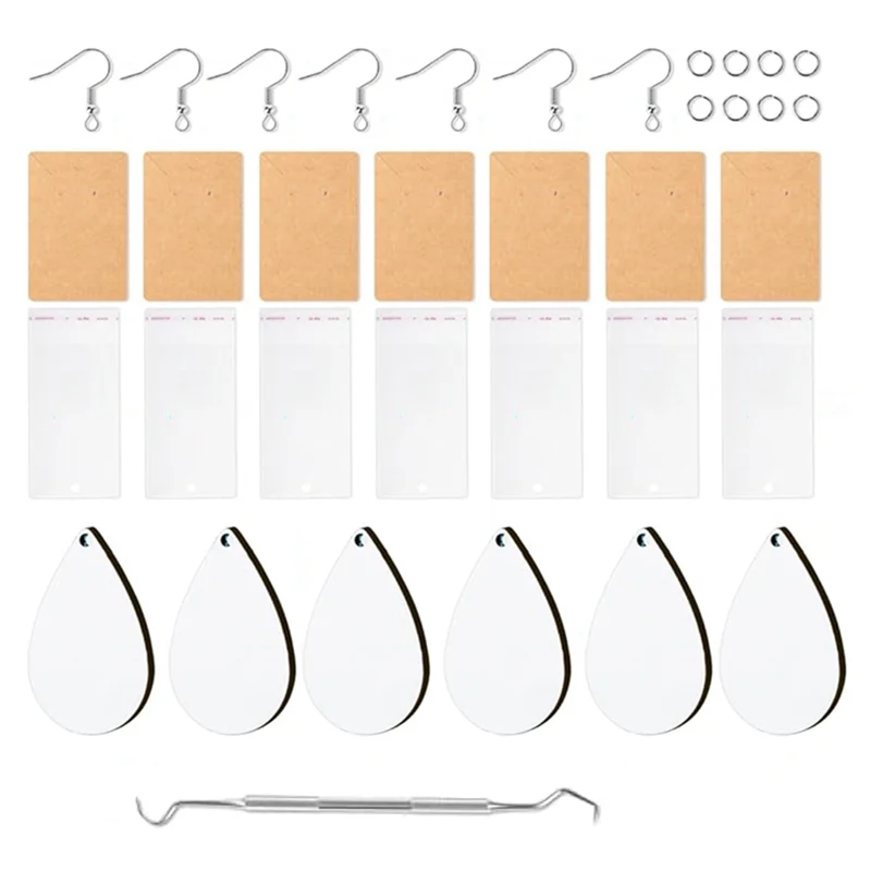 

Сублимационные заготовки для сережек ABFS, незавершенные серьги-капли из МДФ, шаблон для печати, крючки для сережек, кольца, карты-держатели для сережек