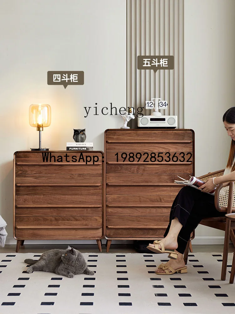 BB Solid Wood North American Black Walnut -Style Light Luxury Chest of Drawers Locker