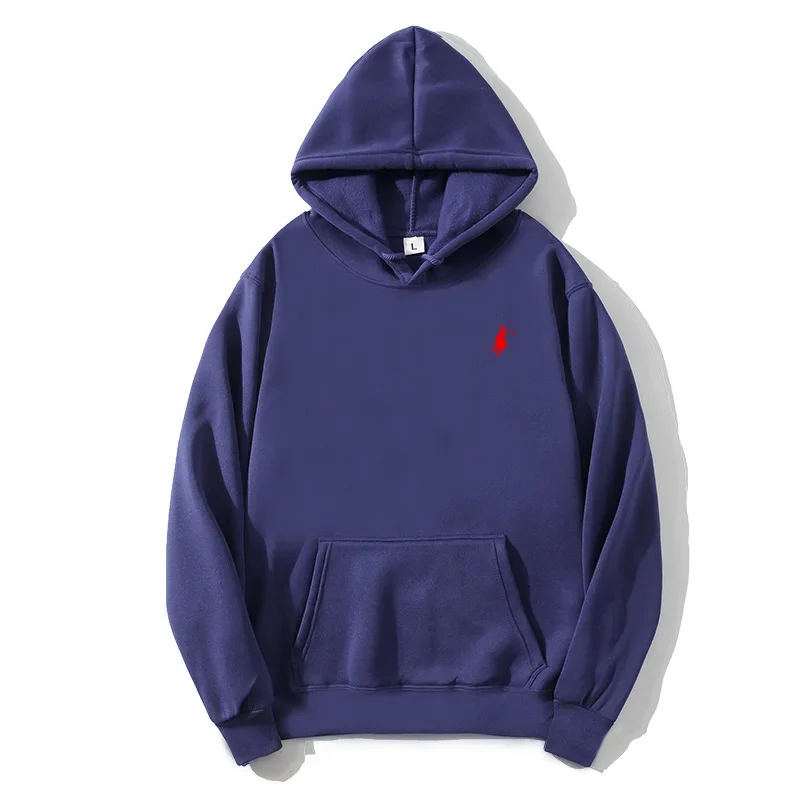 2025 polo print hooded sweatshirt for autumn and winter, suitable for both men and women, loose white couple's casual sweatshirt
