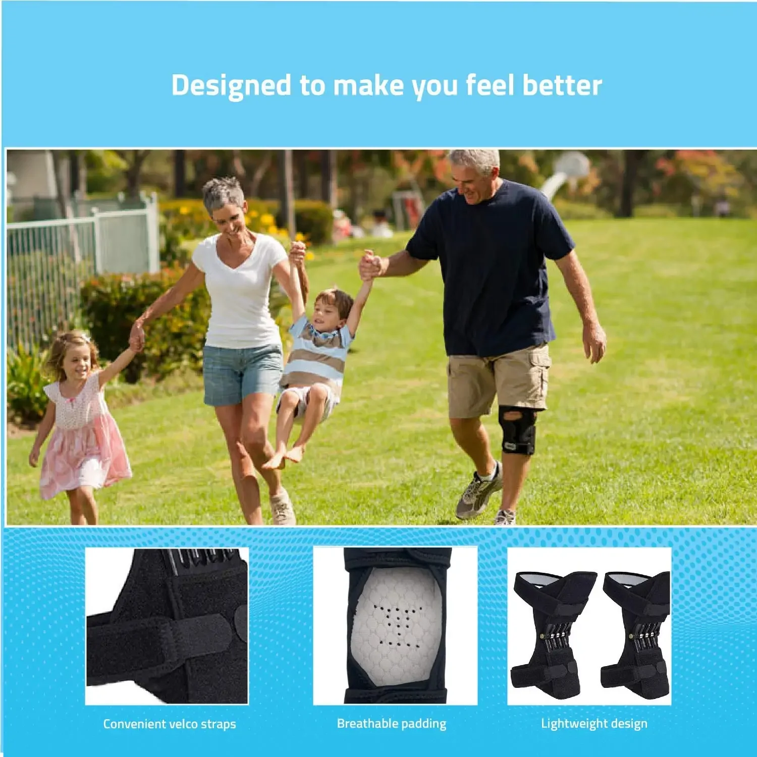 2 Pcs Knee Protection Booster Power Support Knee Pads Powerful Rebound Spring Force Sports Reduces Soreness Cold Leg Protection