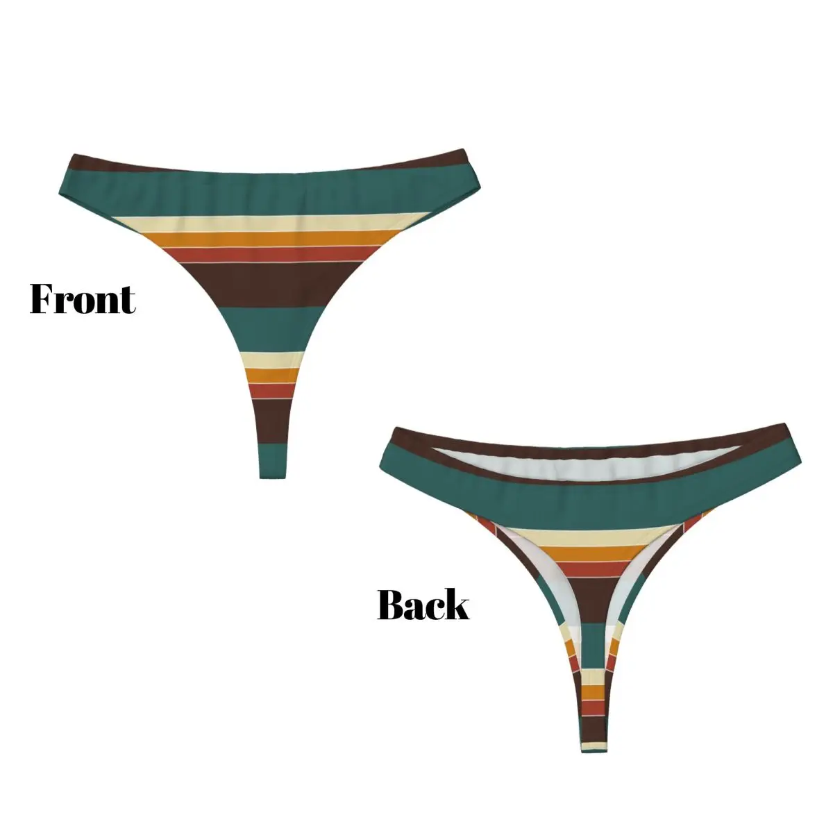 Custom Iconic 70s Nordic Vintage Retro Stripes In Fall Colors G-string Panties Breathable Women Stretch Thongs Comfort Underwear