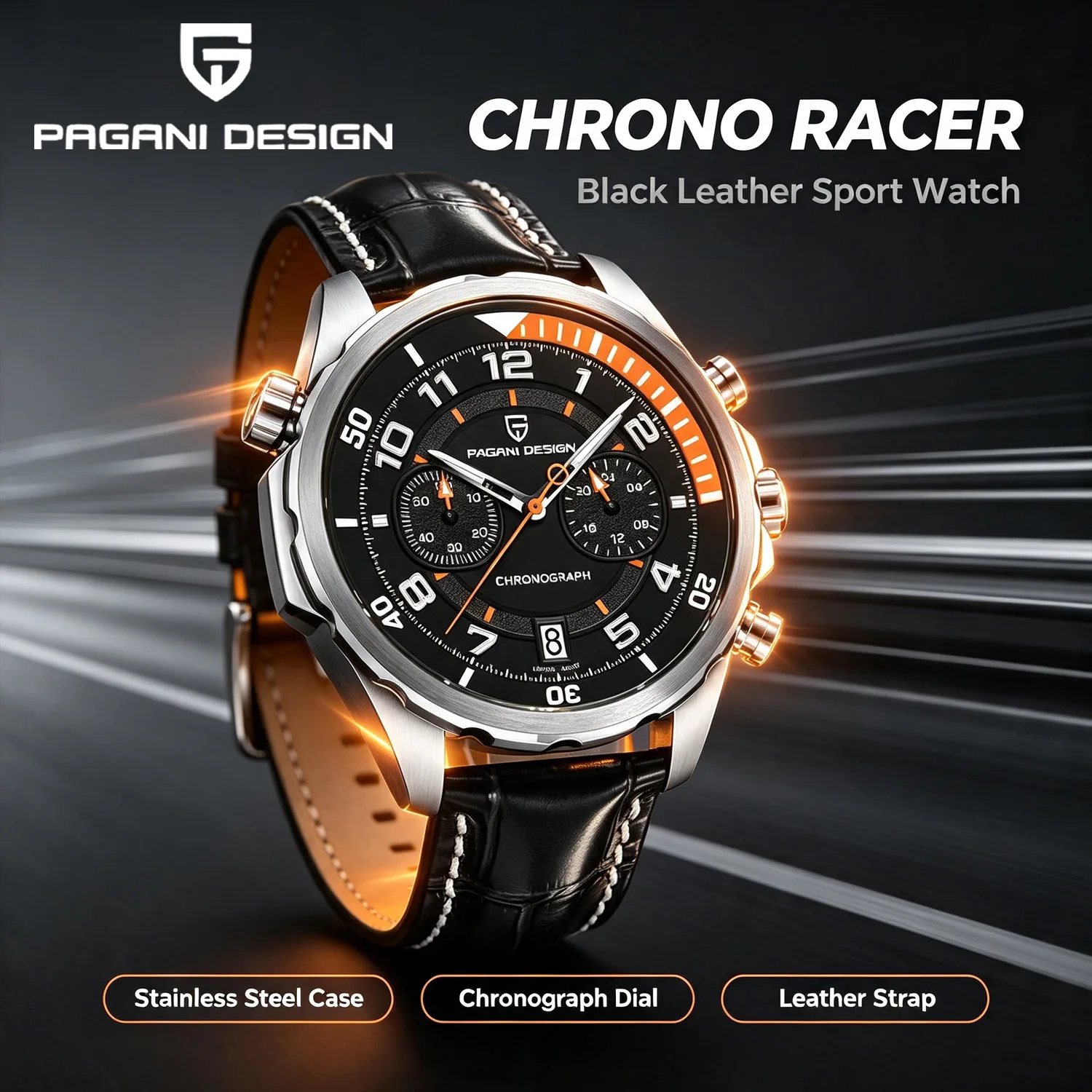 PAGANI DESIGN 44MM Business Men Quartz Watches Rotating Scale Dial Chronometer 50M Waterproof Luminous Watch for Men New
