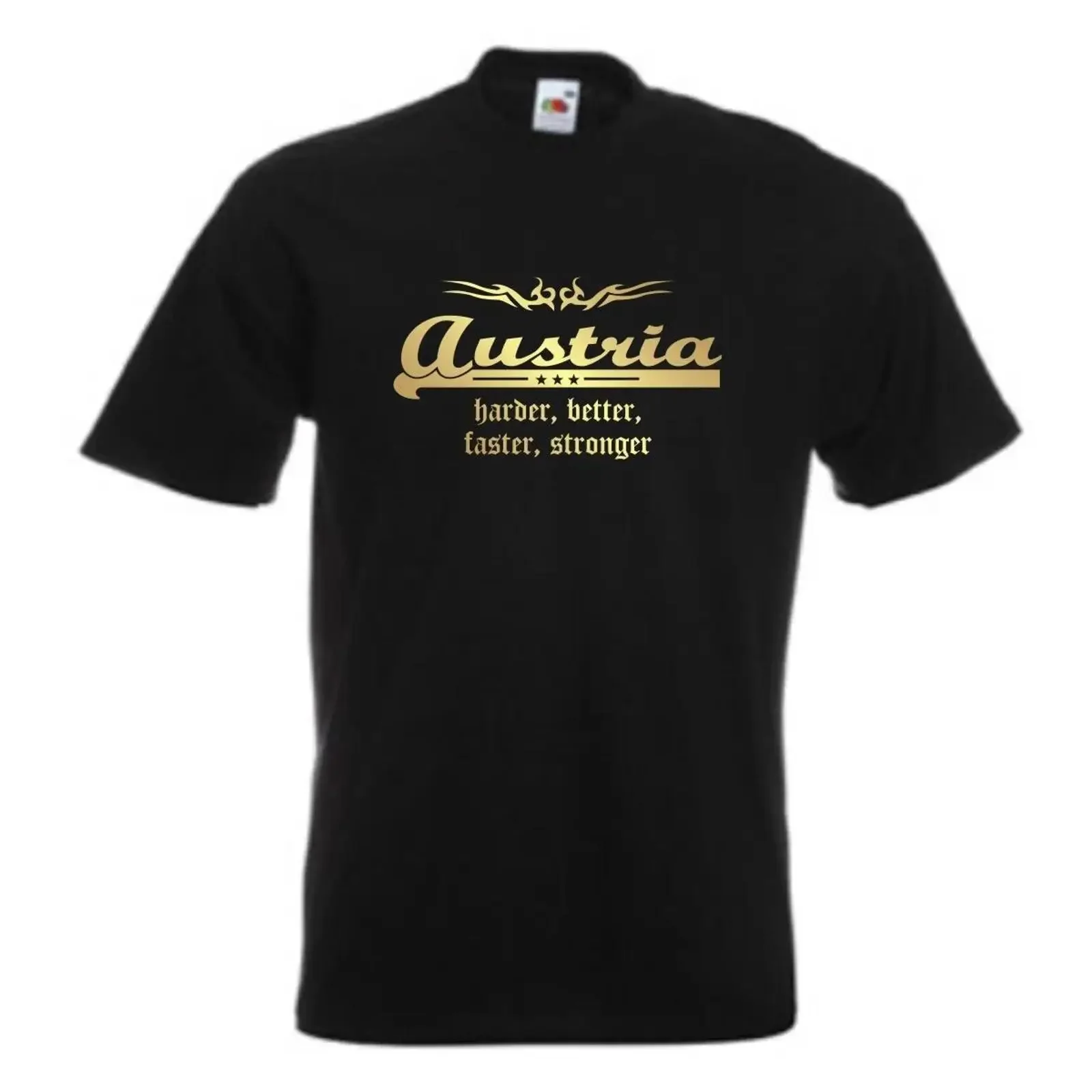 T Shirt AUSTRIA harder better faster stronger gold print WMS07 45a vintage Washed designer clothes Unisex Stylish