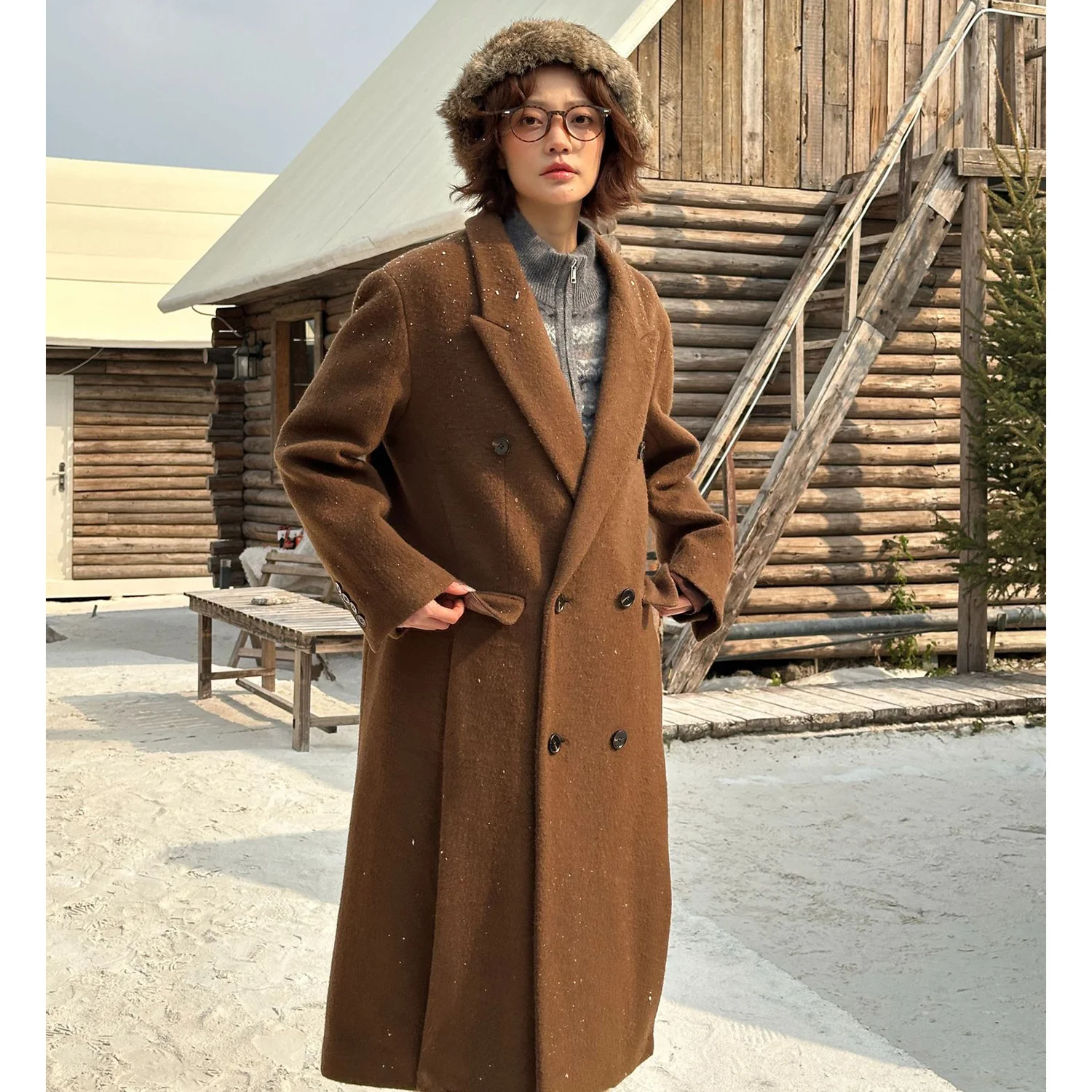 Allingentle damespak lange blazer wollen modejas overjas voor casual dagelijkse outfits op maat gemaakt