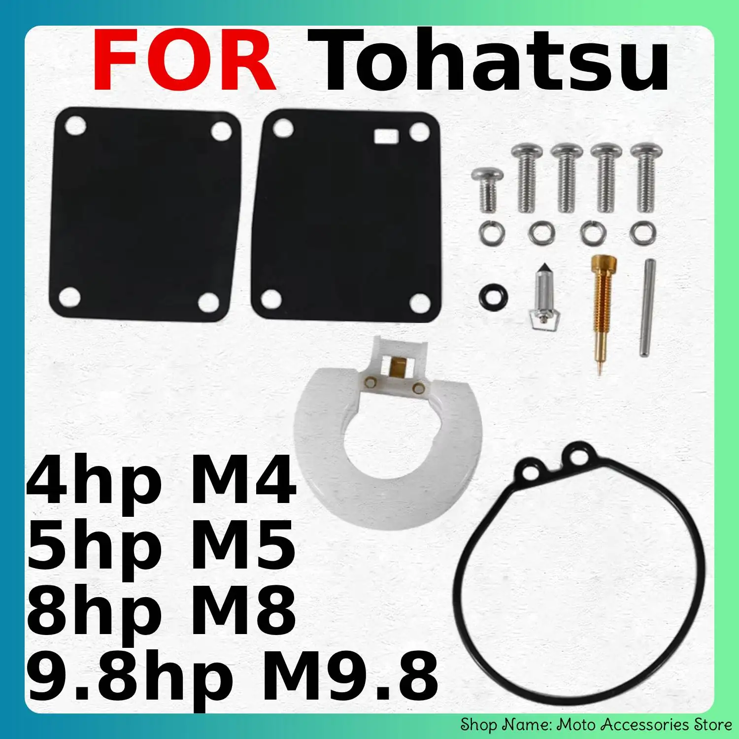 Fits for Tohatsu 4hp M4 / 5hp M5 / 8hp M8 / 9.8hp M9.8 Motorcycle Carburetor Repair Kit Outboard Parts 359087122-1 / 359-87122-1