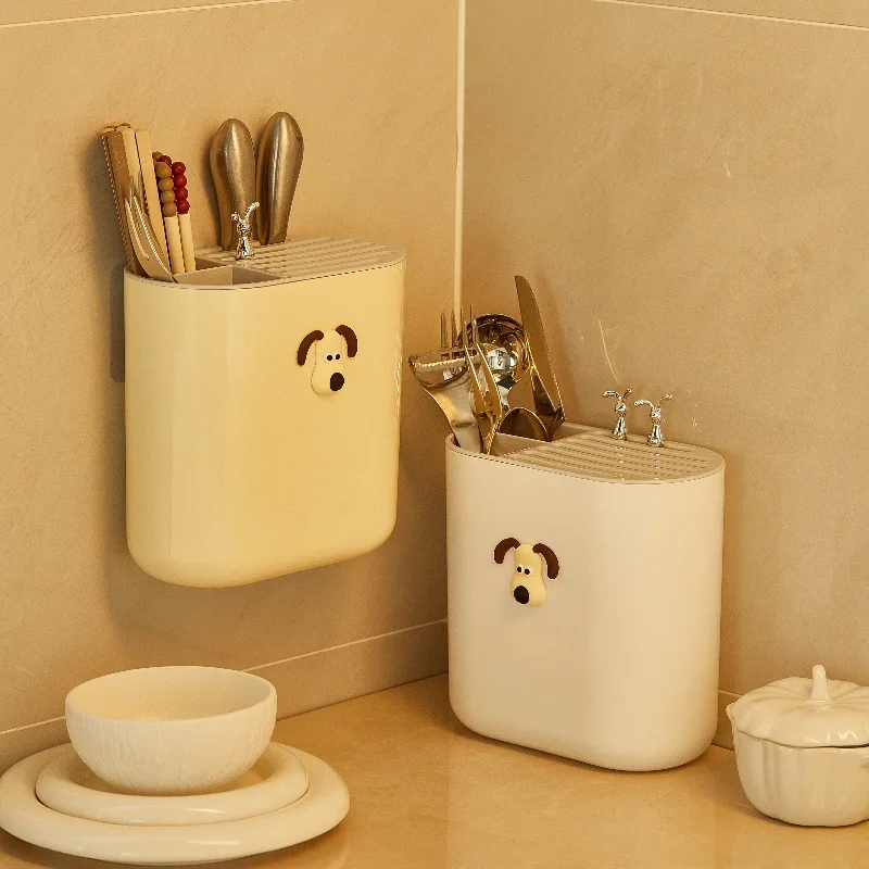 Kitchen Chopsticks Cylinder Knife Holder Storage Rack Multifunctional Cutlery Drain Organizer Kitchen Spoon Fork Shelves Box