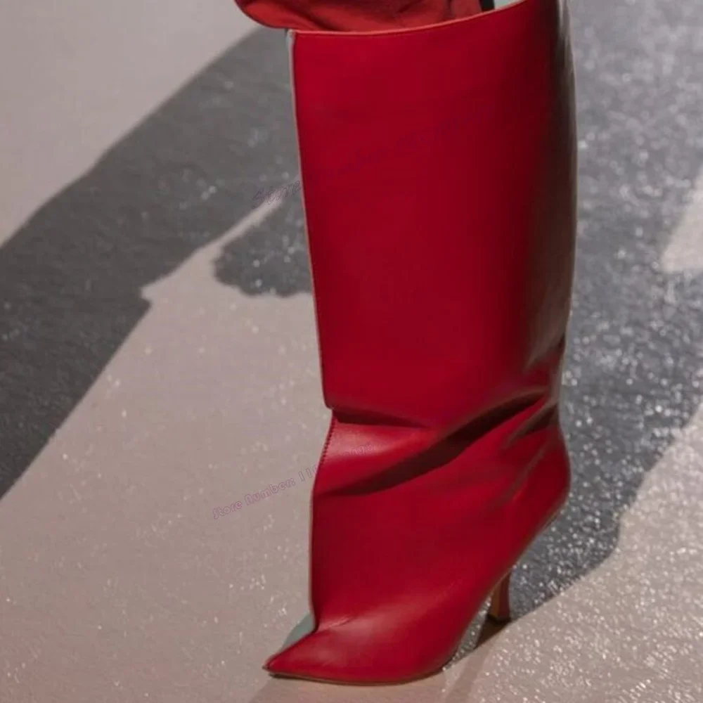 

Matte Leather Knee High Runway Boots Pointed Toe Shoes for Women Thin High Heels Sexy Luxury Shoes 2023 Zapatos Para Mujere