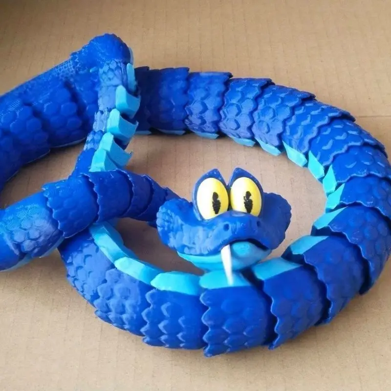 60cm Crazy Animals 3D Printed Snake Action Figure Flexible Joint Movable Simulation Gary Snake Model Toy Kids Christmas Gift