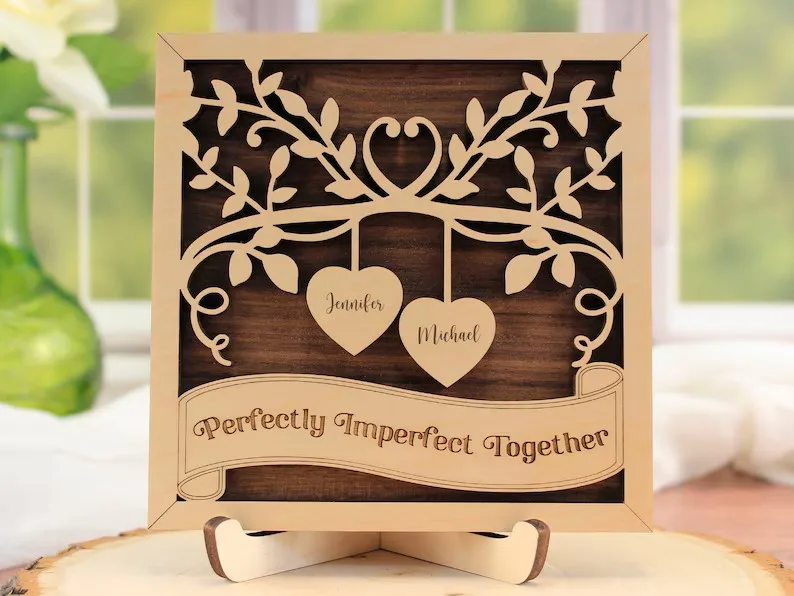 Personalized Wooden Sign Gifts for Couples,  Couple Names Wood Sign, Engagement Gifts,Anniversary Gift, Wedding Gift, Better Tog