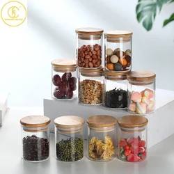 Family 10pcs 230ml Glass Round Food Storage Tank with Lid Kitchen Coffee Beans Tea Grains Canister Home Nut Tea Leaf Storage Jar