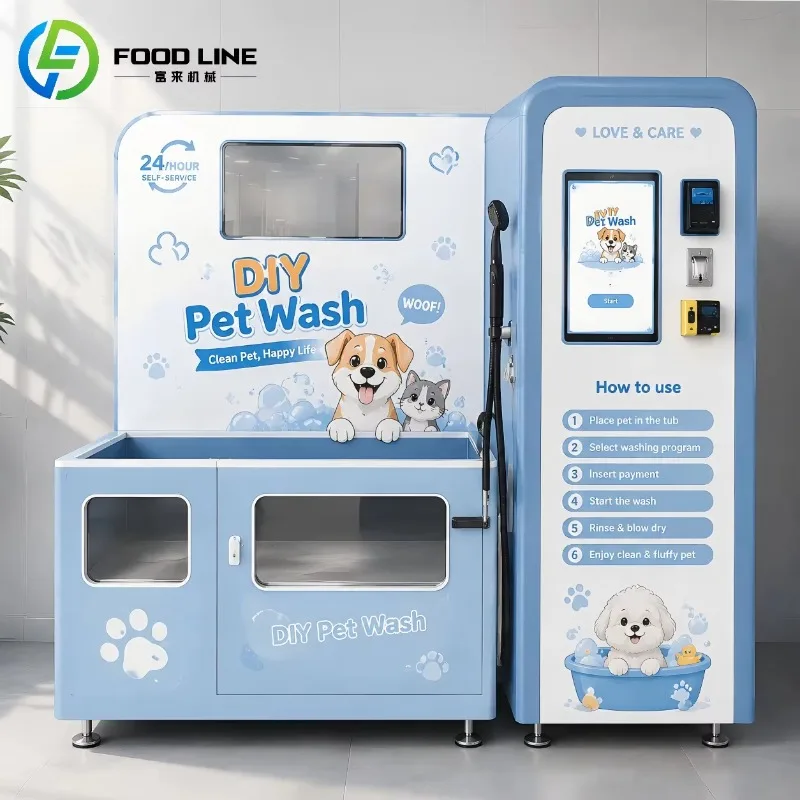 Self-Coin Pet Grooming Washer, Cycle-Selectable Dryer System, Built-in Filter Debris Trap for Retail Pet Salon Space