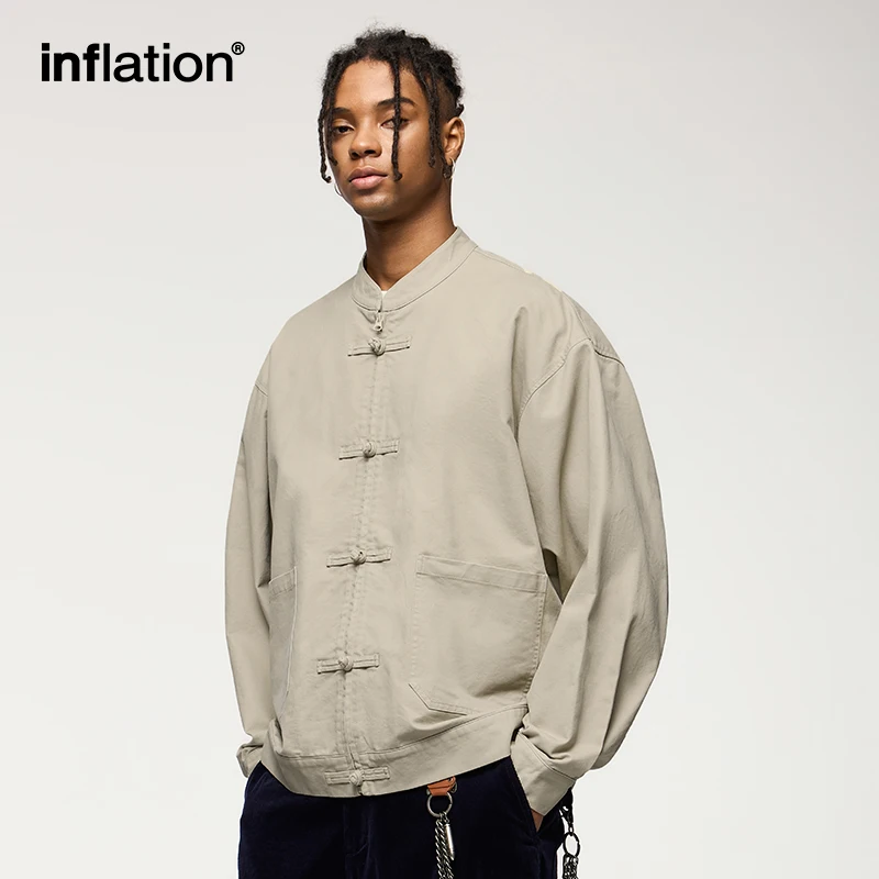 

INFLATION Premium 100% Cotton Jacket Men 2024 Trendy Heavyweight Cargo Jacket