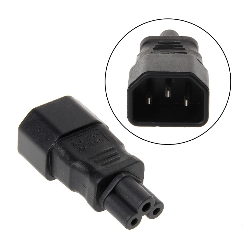 IEC 320 C14 3-Pin Male To C5 3-Pin Female Power Plug Converter Adapter