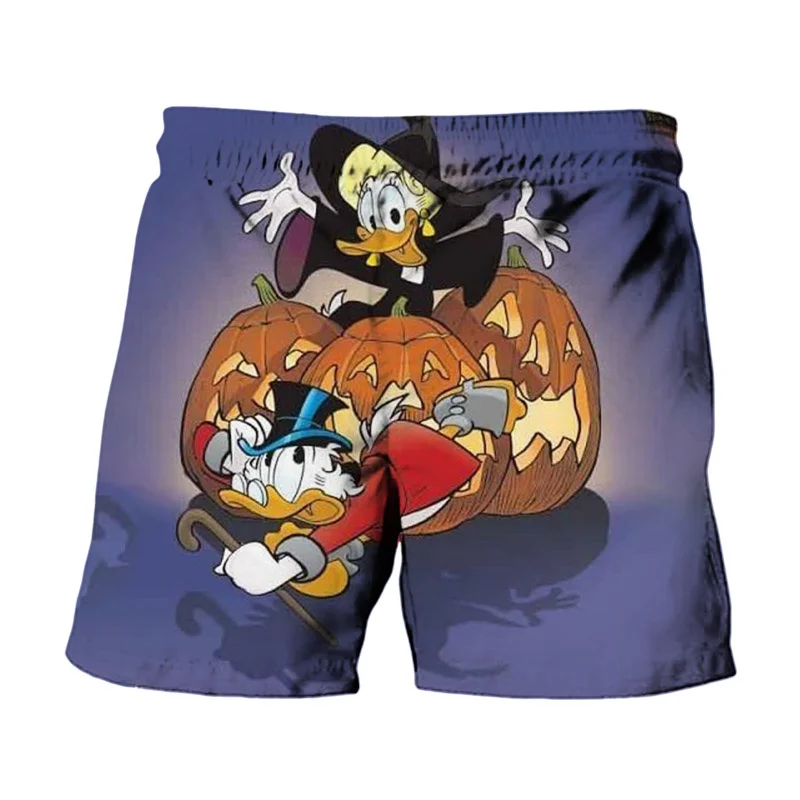 Disney Mickey Minnie And Donald Duck Print Summer Men\'s Swimwear Beach Club Halloween Collection Fashion Casual Shorts 2024