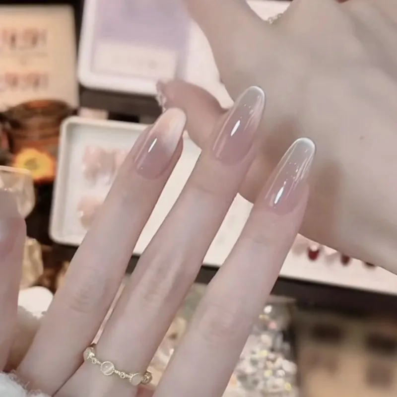 

10Pcs False Nails Oval-Shaped Premium Quality Soft and Minimalist Nude Color Press-On Design—Perfect As A Gift for Girls